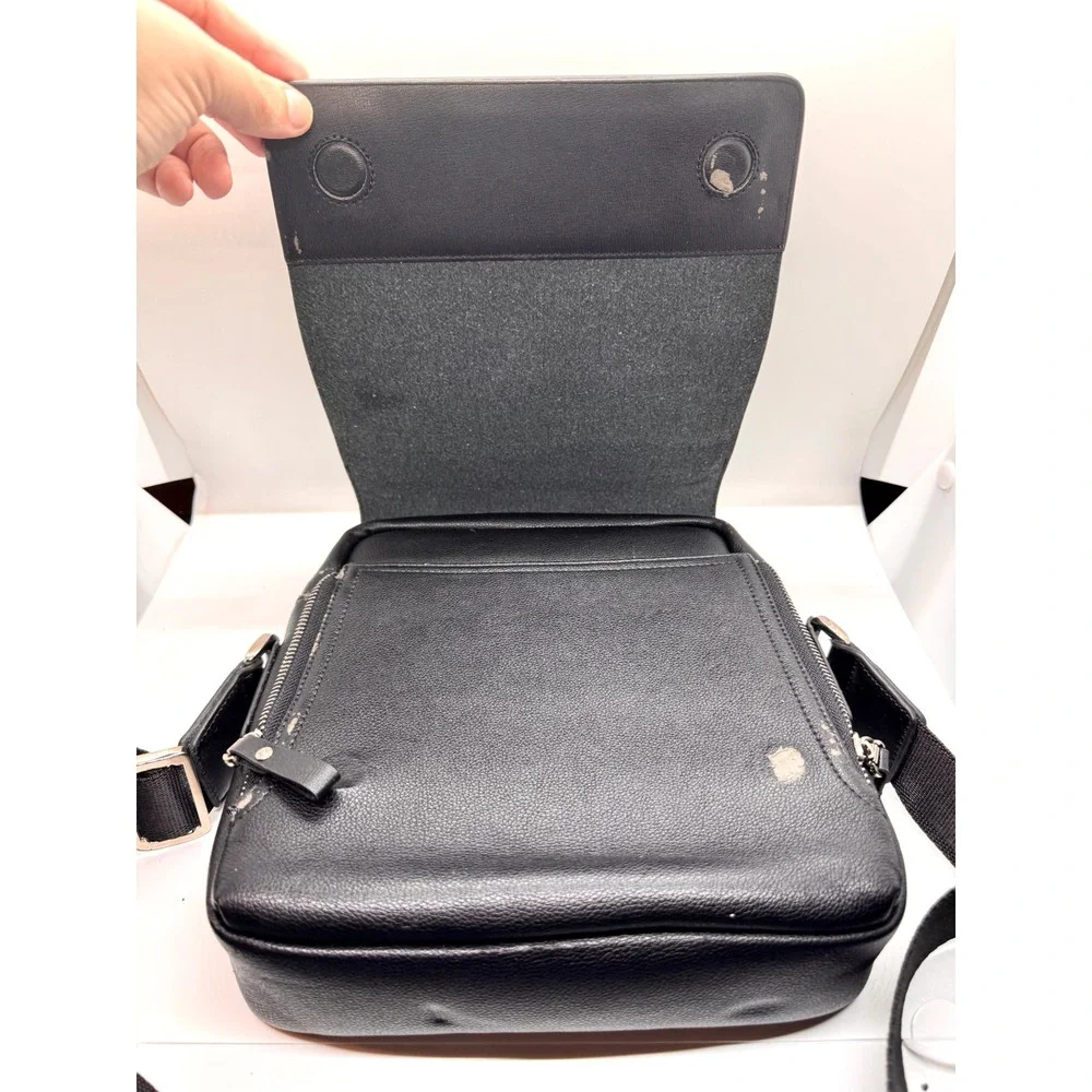 Set of 2 Faux Leather Crossbody Messenger Bags Black Brown Travel Satchel‎